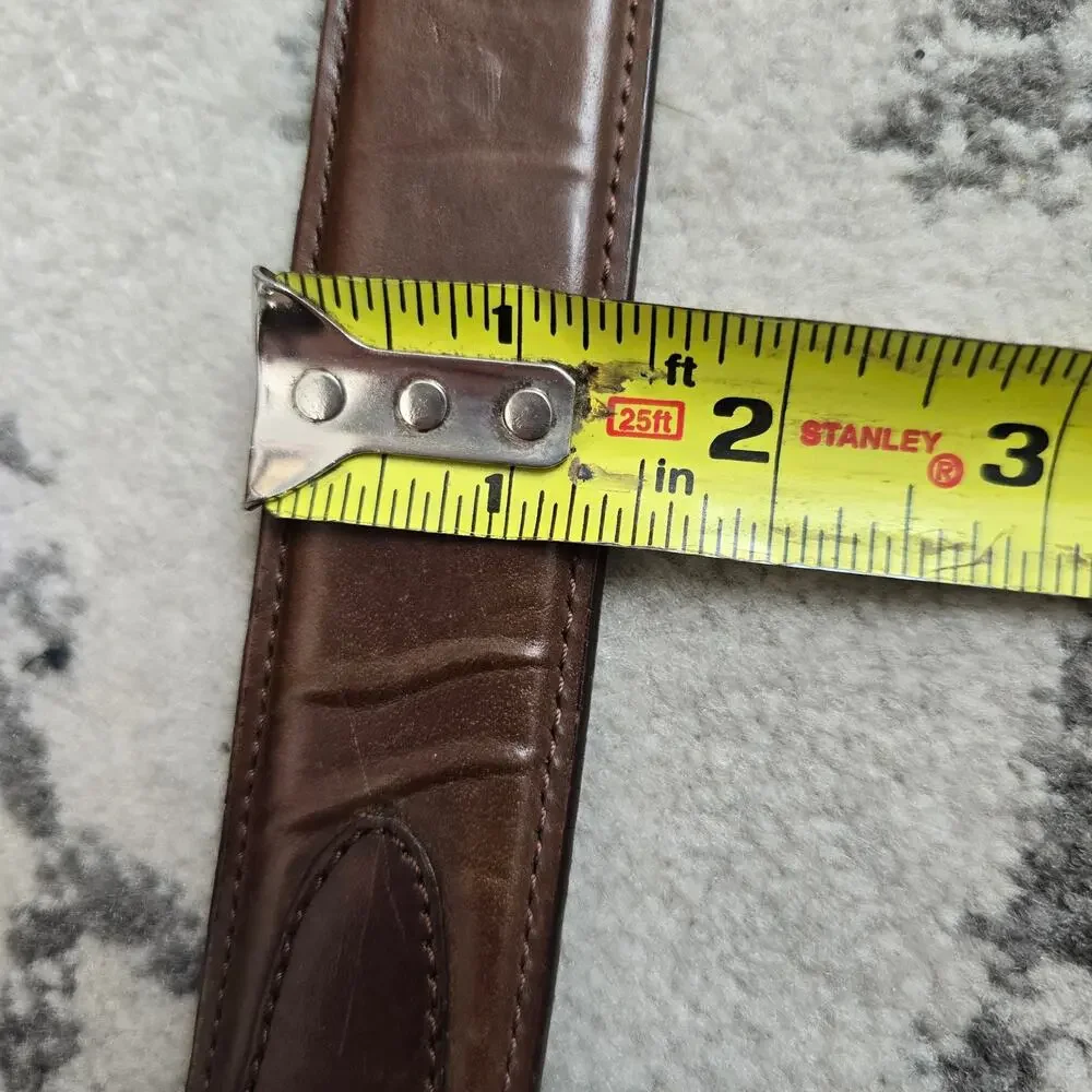 3D Belt Men's 42 Brown Genuine Leather Silver Tone Tooled Buckle Western Cowboy